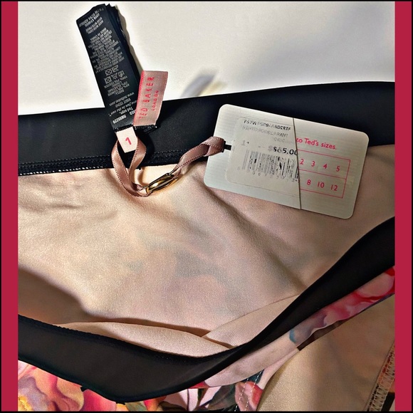TED BAKER ADRIF BLACK PINK FLORAL BIKINI BOTTOMS - Picture 6 of 8